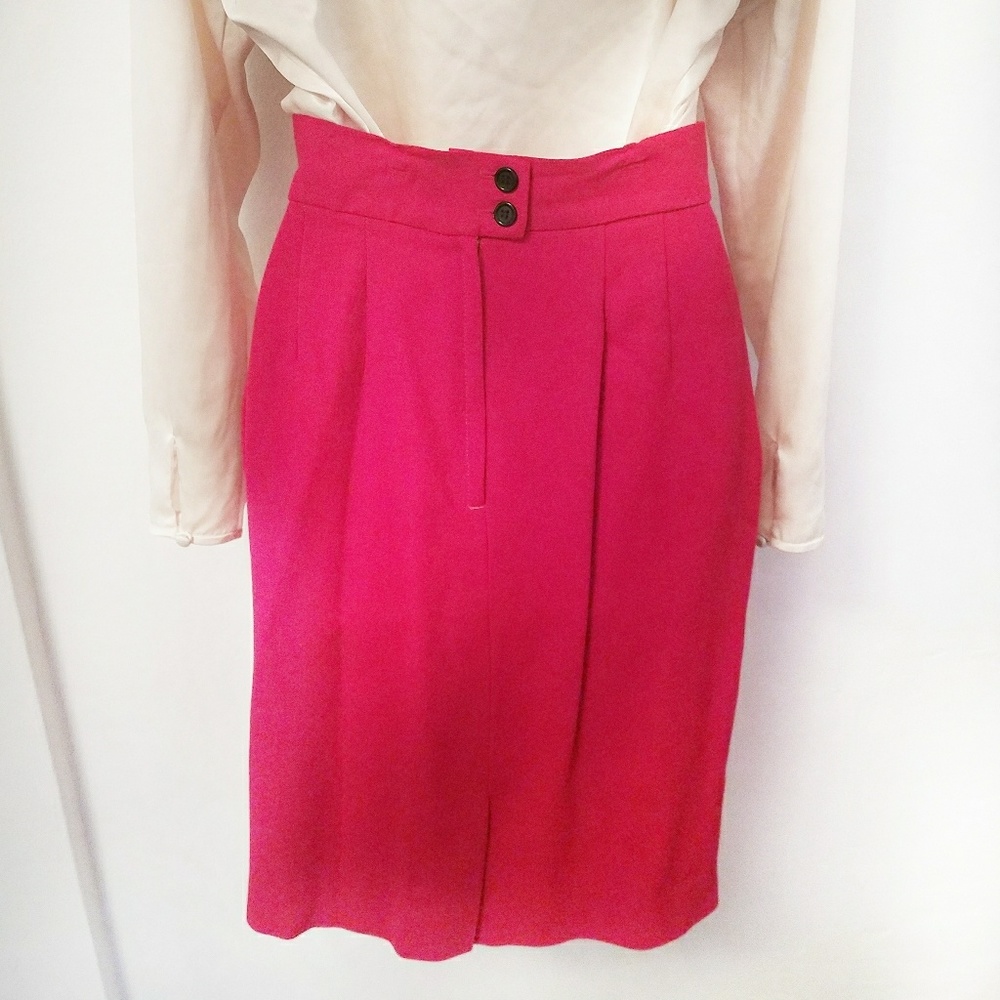 Christian Dior Red Wool Silk Lapel Blazer and Skirt Business Power Suit - Picture 10 of 10